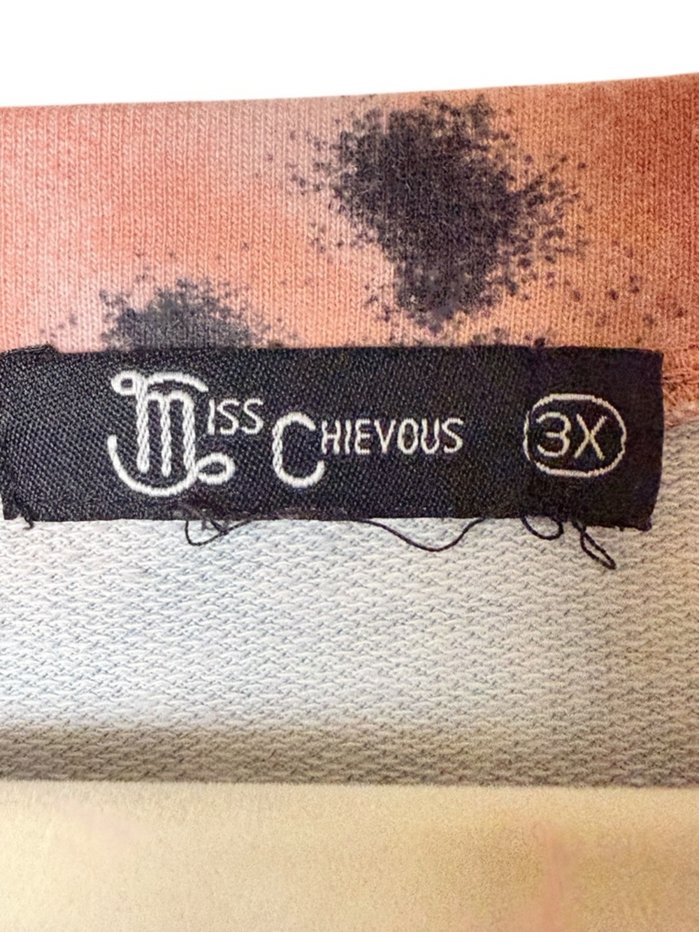 Miss Chievous 3X Tie-Dye Sweatshirt in Coral, Black & Blue - Picture 2 of 4